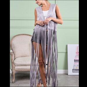 NWT BiBi Long Fringe Vest - S, M, L